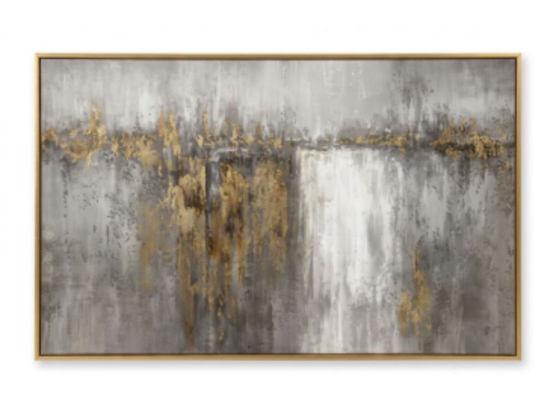 White Gold Walls Abstract Framed Poster 24 X 48 Inch Canvas Wall Art Bedroom image number 0