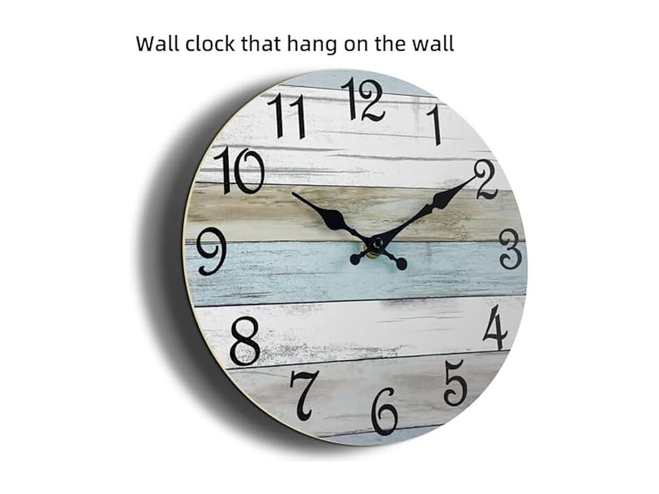 Rustic Coastal Country Wall Clock 10 Inch Silent Non Ticking Battery Operated