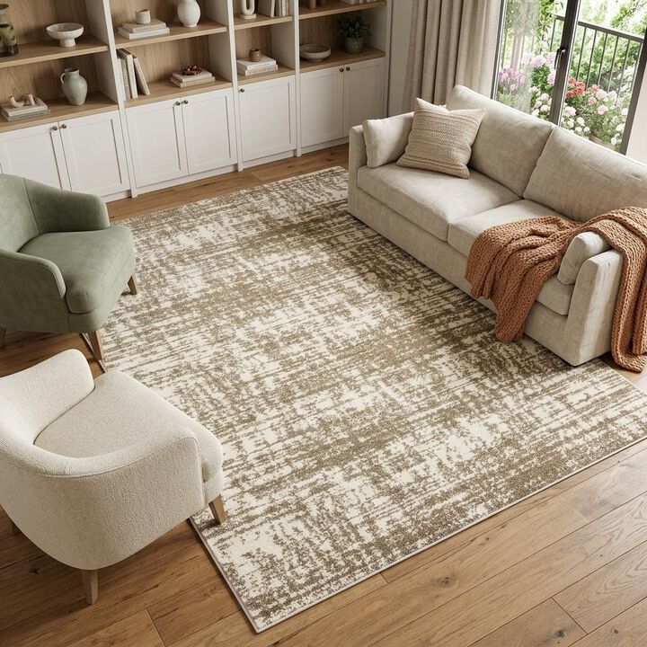 HomeRoots 7' X 10' Ivory Shag Area Rug