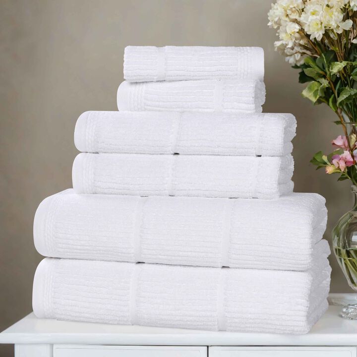 Solid Ribbed Viscose Cotton Blend Towel Set for Everyday Use