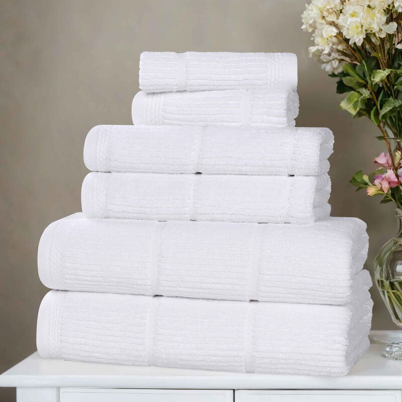 Solid Ribbed Viscose Cotton Blend Towel Set for Everyday Use image number 1