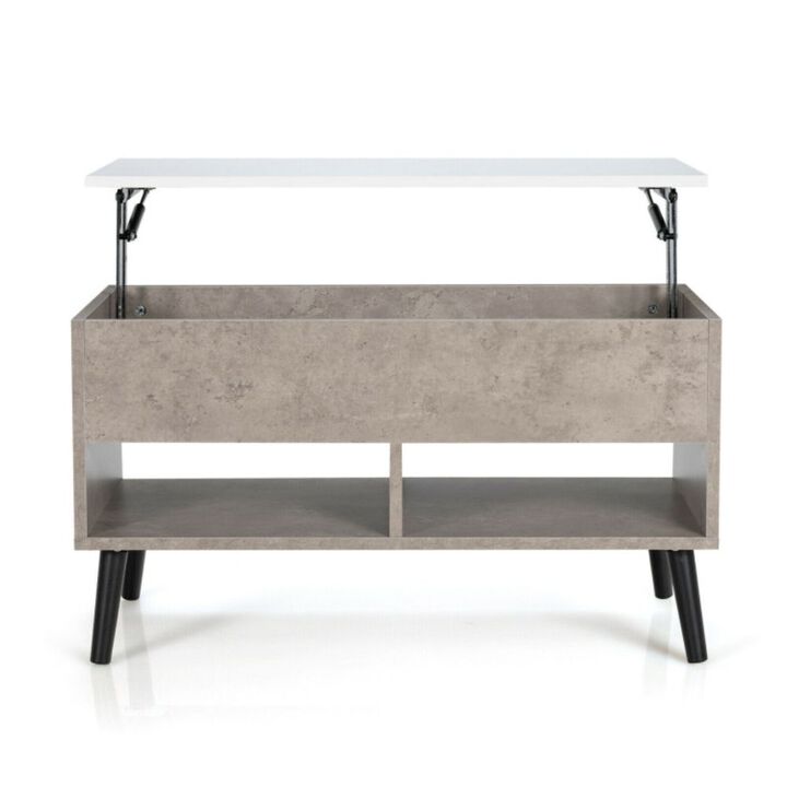 Lift Top Coffee Table with Hidden Compartment and 2 Storage Shelves