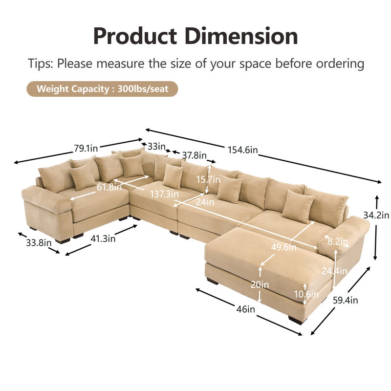 Meksik Oversized Cloud U‑Shape Modular Sectional Sofa image number 9