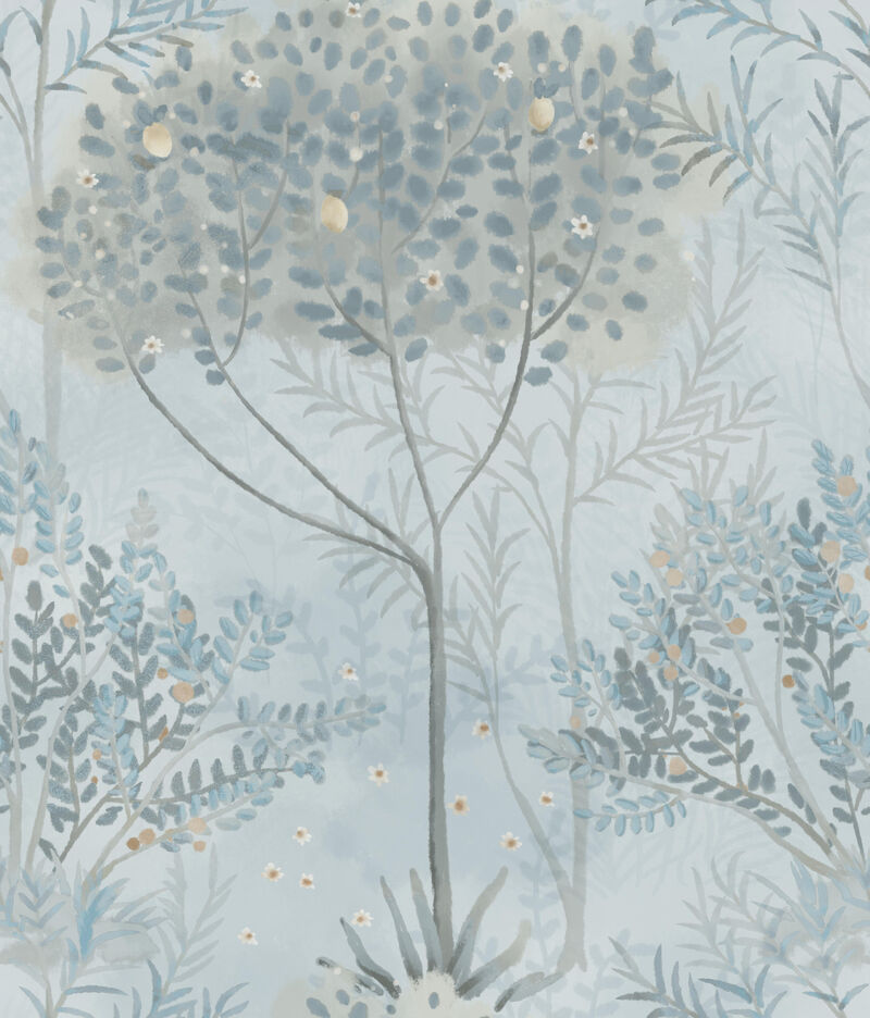 Orchard Blue & Grey Wallpaper image number 0