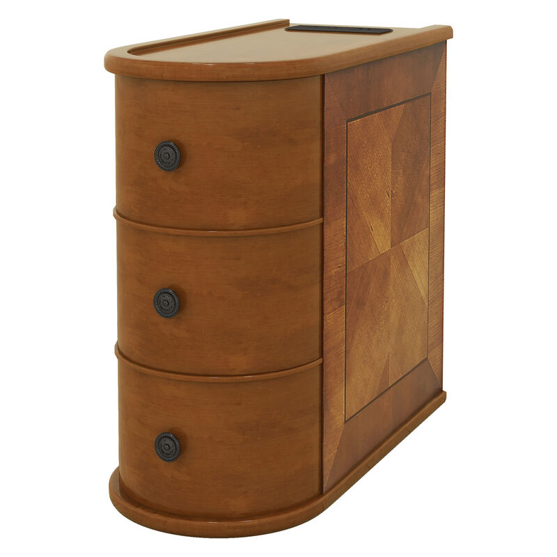 Whisen 23.6" Side Table with Charging Station, 2 Drawers Rubber Wood End Table for Living Room Bedroom image number 8