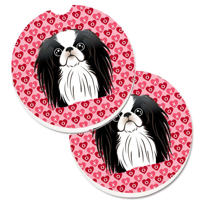 Caroline's Treasures Japanese Chin Hearts Set of 2 Cup Holder Car Coasters, 2.56, Multicolor