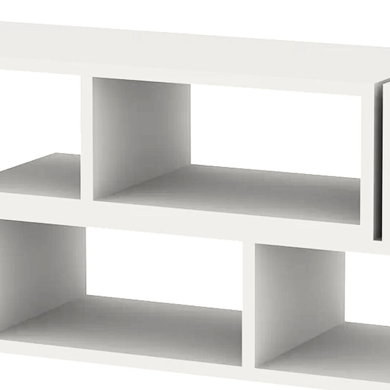Hollow Core TV Console and Bookcase Combination, White-Benzara
