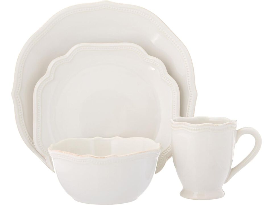 Lenox White French Perle Bead 4Pc Place Setting