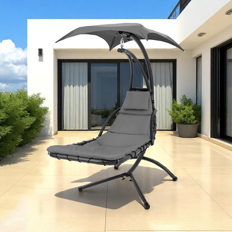 Contemporary Outdoor Porch Swing with Canopy &ndash; One-Person Lounger