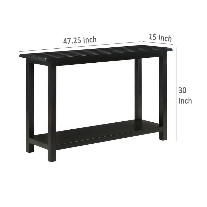 Ayne Console Table, 1 Bottom Shelf, Classic Black Wood Frame, 47 Inch