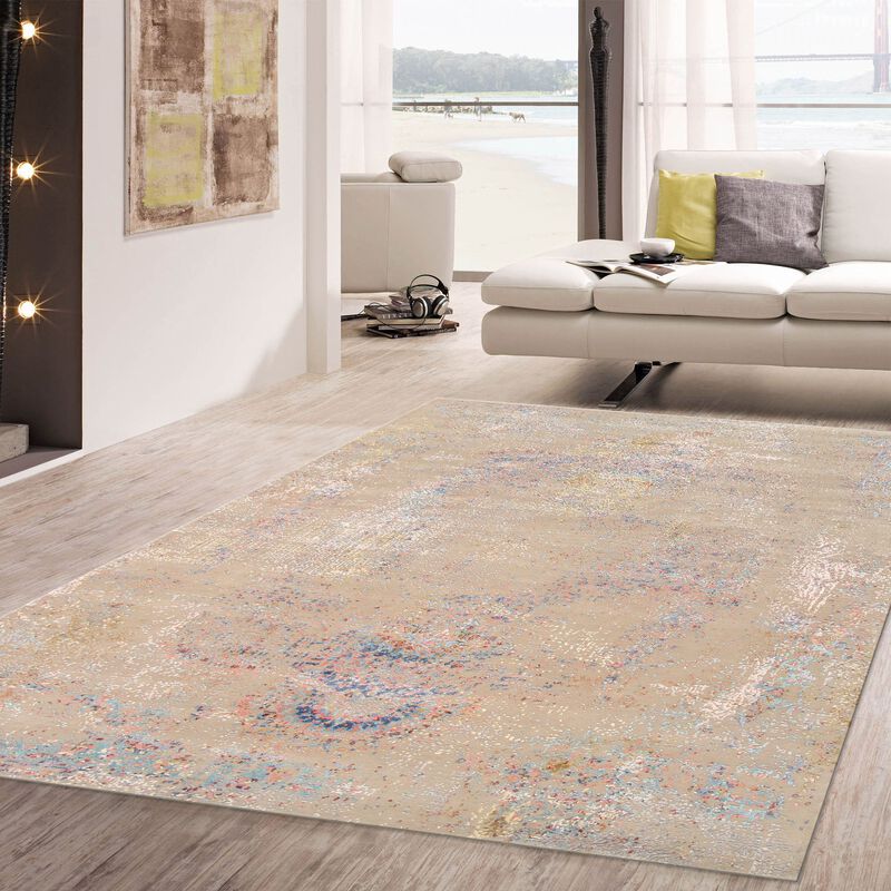 Pasargad Home Modern Hand-Knotted Multi Silk & Wool Area Rug- 8'11'' X 12' 3'' image number 5