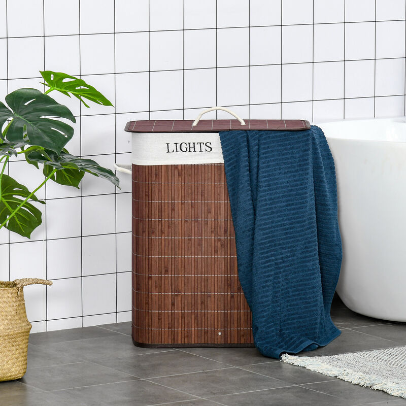 Hivvago Collapsible Bamboo Laundry Basket with Handles image number 7
