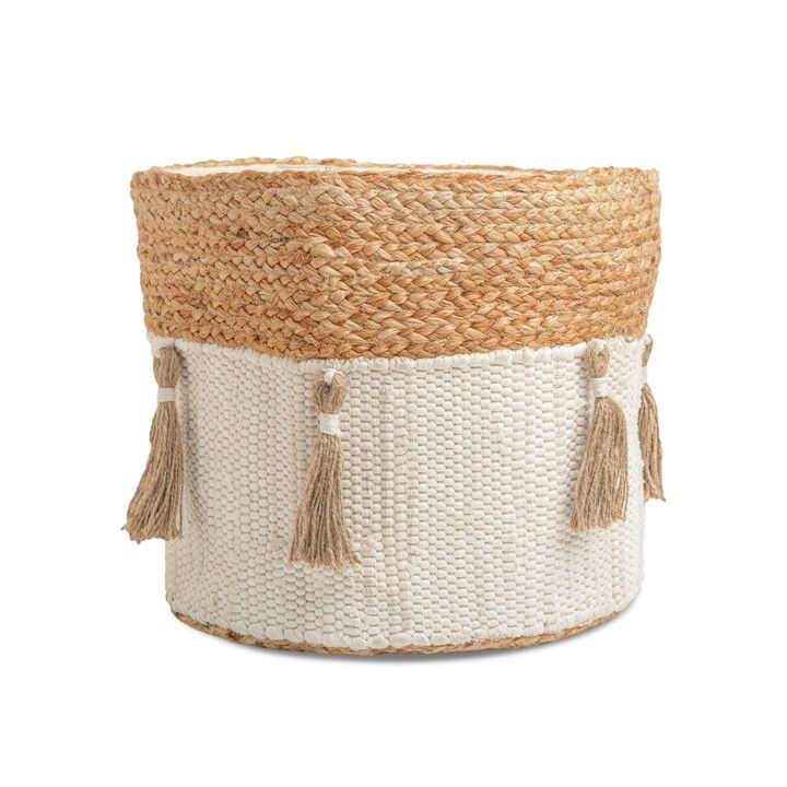 Cotton + Jute Boho Storage Bin