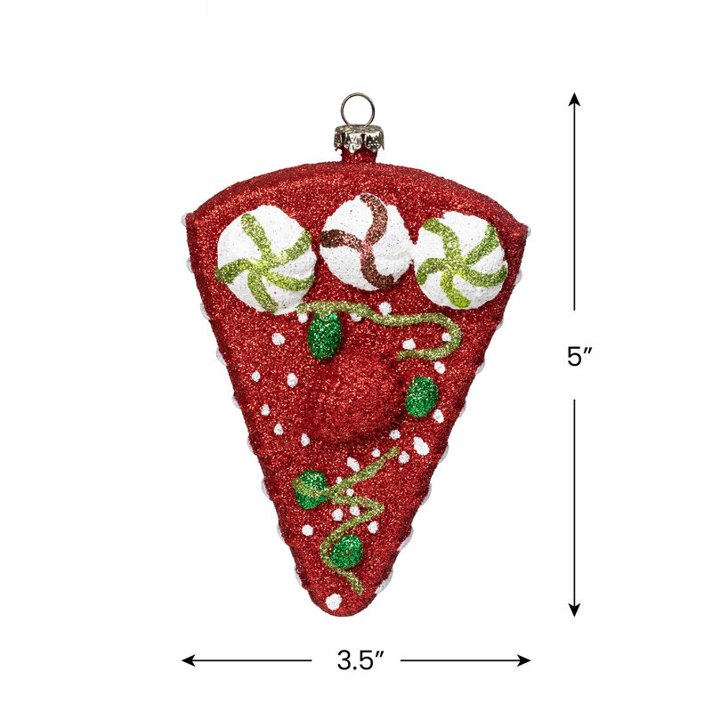 5" Red and Green Shatterproof Strawberry Cake Slice Christmas Ornament image number 4