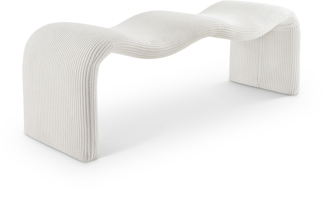 Meridian Furniture Willow Cream Corduroy Fabric Bench