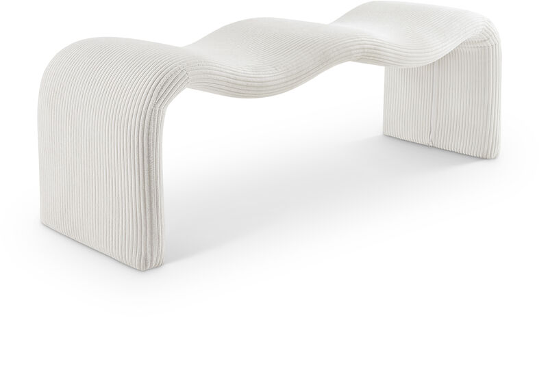 Meridian Furniture Willow Cream Corduroy Fabric Bench