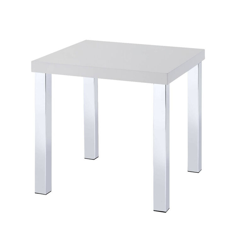 High Gloss Square End Table, Modern Accent Table for Living Room or Bedroom