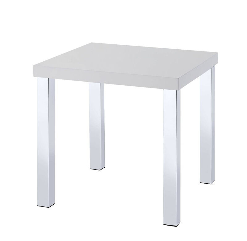High Gloss Square End Table, Modern Accent Table for Living Room or Bedroom