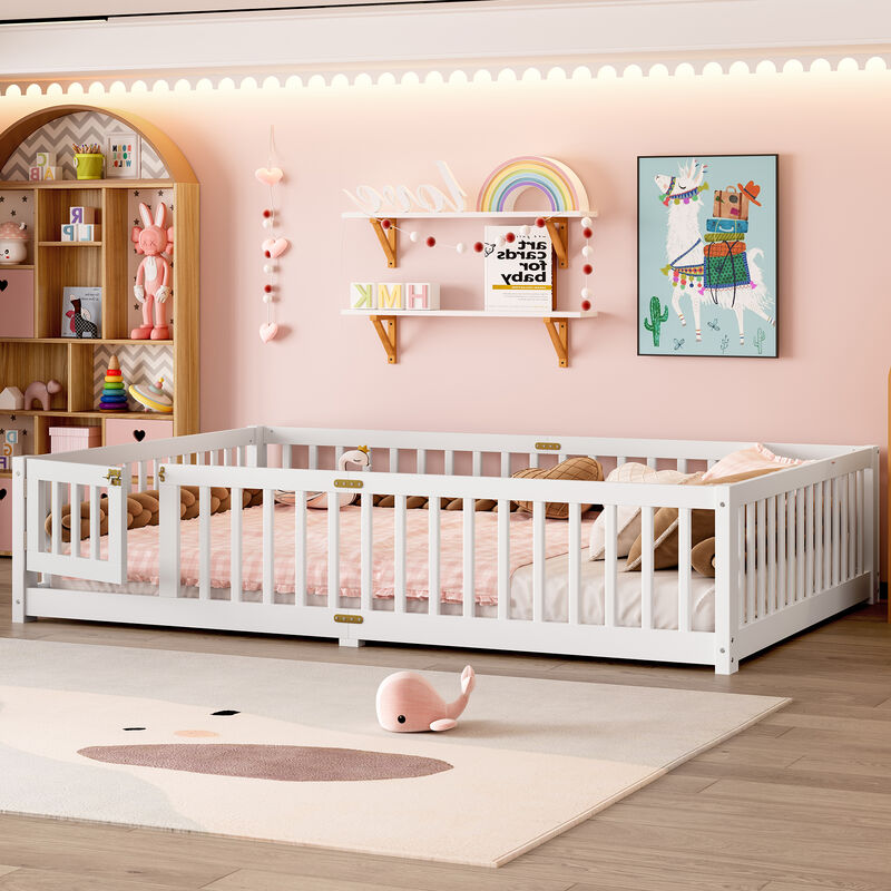 Merax Queen Size Kids Floor Bed &ndash; Safe, Versatile & Independence-Building Design image number 2