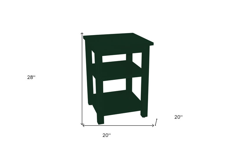 HomeRoots 28" Dark Green Solid Wood Nightstand image number 4