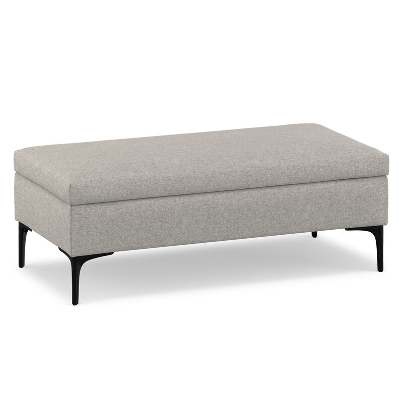 Rebecca 48 inch Wide Mid Century Modern Rectangle Large Coffee Table&nbsp;Storage Ottoman with Lift up Lid in Cloud Grey Polyester , Assembled image number 0