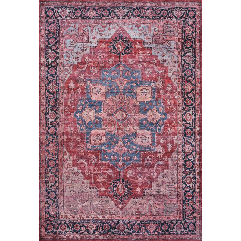 Maris Ornate Medallion Machine-Washable Area Rug