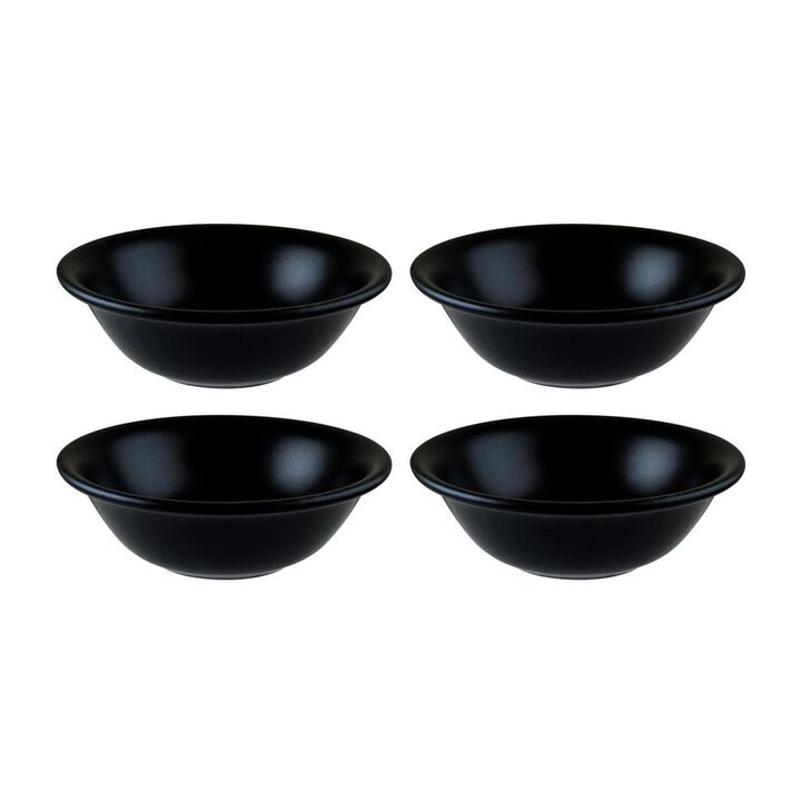 Notte dia.6.25" h:2" 13 oz. Round Black Porcelain Bowl (Set of 4)