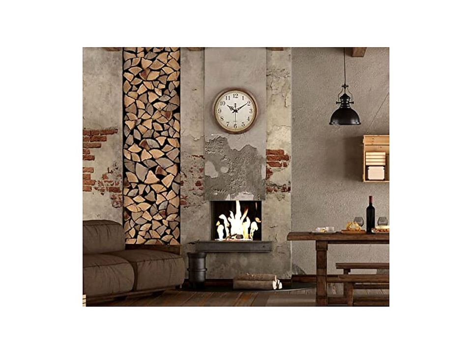 Vintage Brown Dining Wall Clock 16 Inch Silent Non Ticking Easy Read