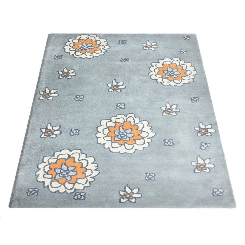 RUGSOTIC CARPETS HAND TUFTED WOOL ECO-FRIENDLY AREA RUGS  - 5'x7'6'', Rectangle Shape, Gray, Floral Modern Design, High Pile Thick Handmade Anti Skid Area Rugs for Living Room, Bed Room (K03107)