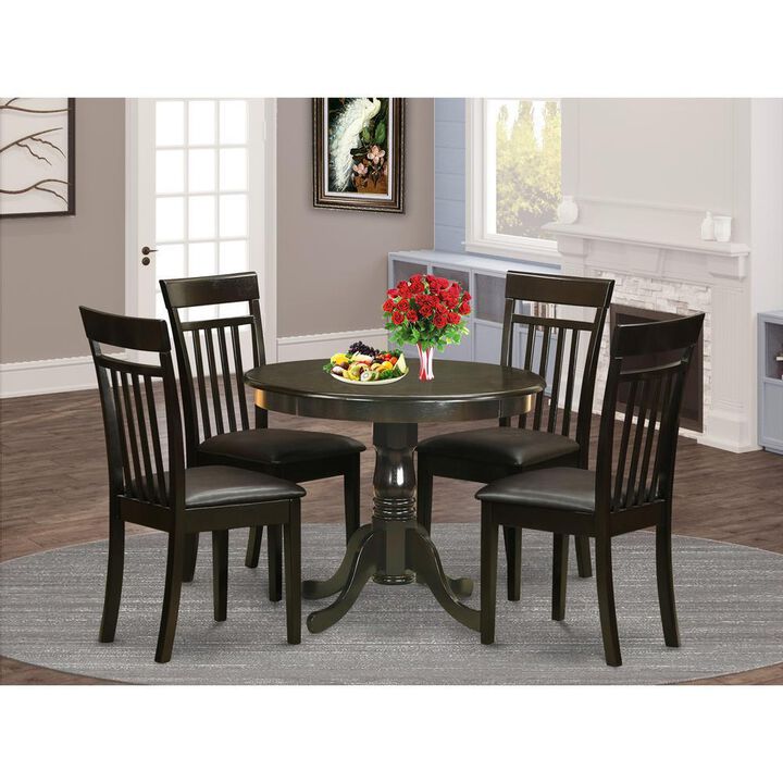 5 PC small Kitchen Table and Chairs set-round Table and 4 Chairs for Dining room