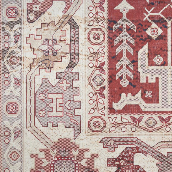 HomeRoots Oriental Distressed Non Skid Area Rug