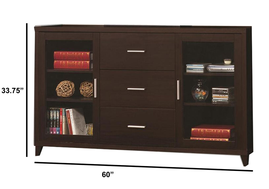 Modern & Minimal Style TV Console With Multi Shelves & Drawers, Cappuccino Brown-Benzara