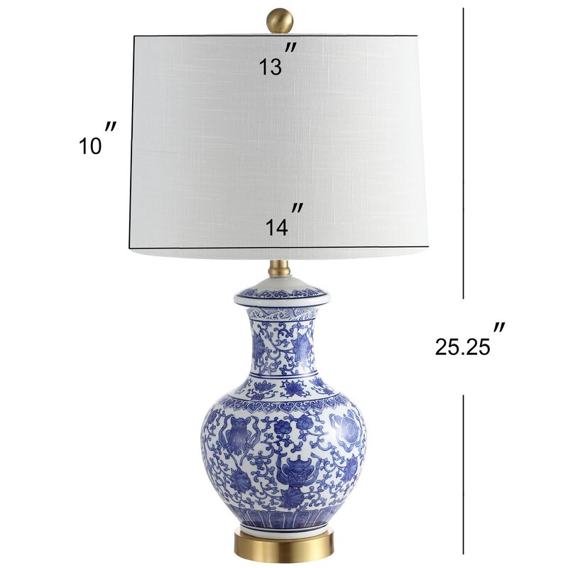 Jennifer 25.25" Ceramic/Metal LED Table Lamp, Blue/White (Set of 2) image number 3