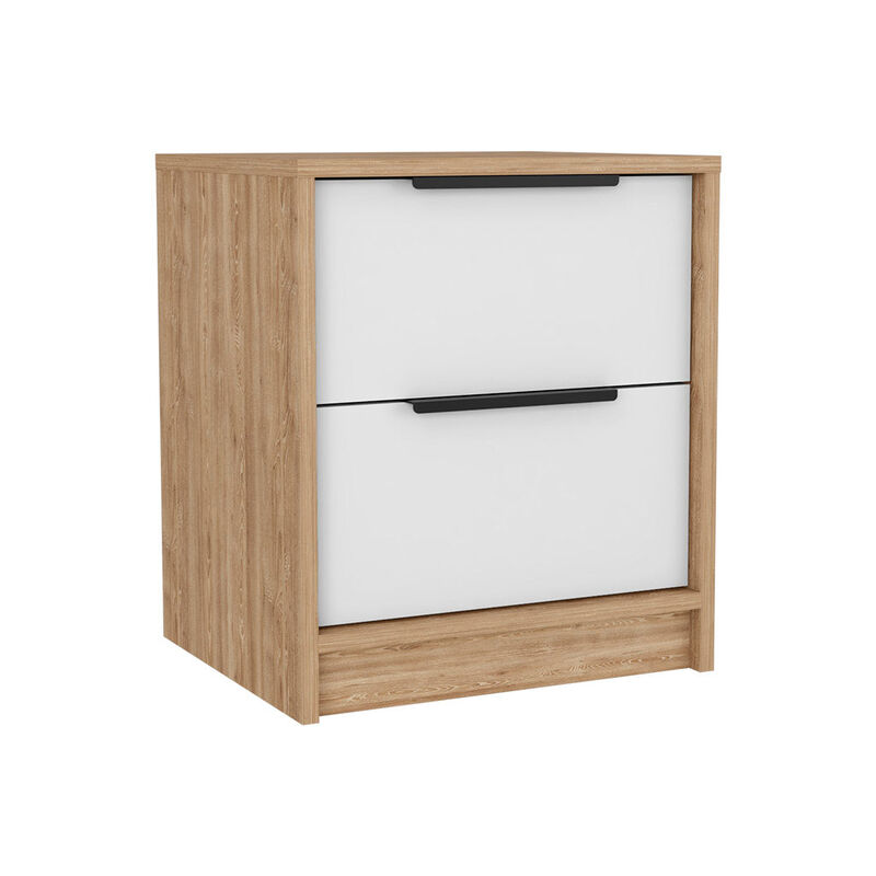 Modern Nightstand 19" H, Two Drawers, White