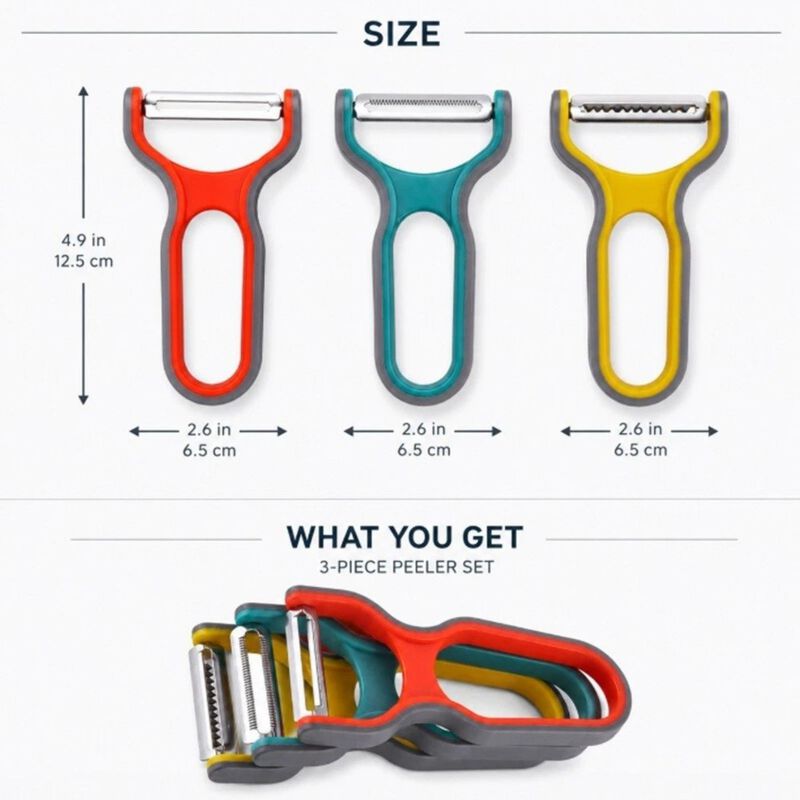 Pack of 3 Stainless Steel Vegetable & Fruit Peeler Set image number 3