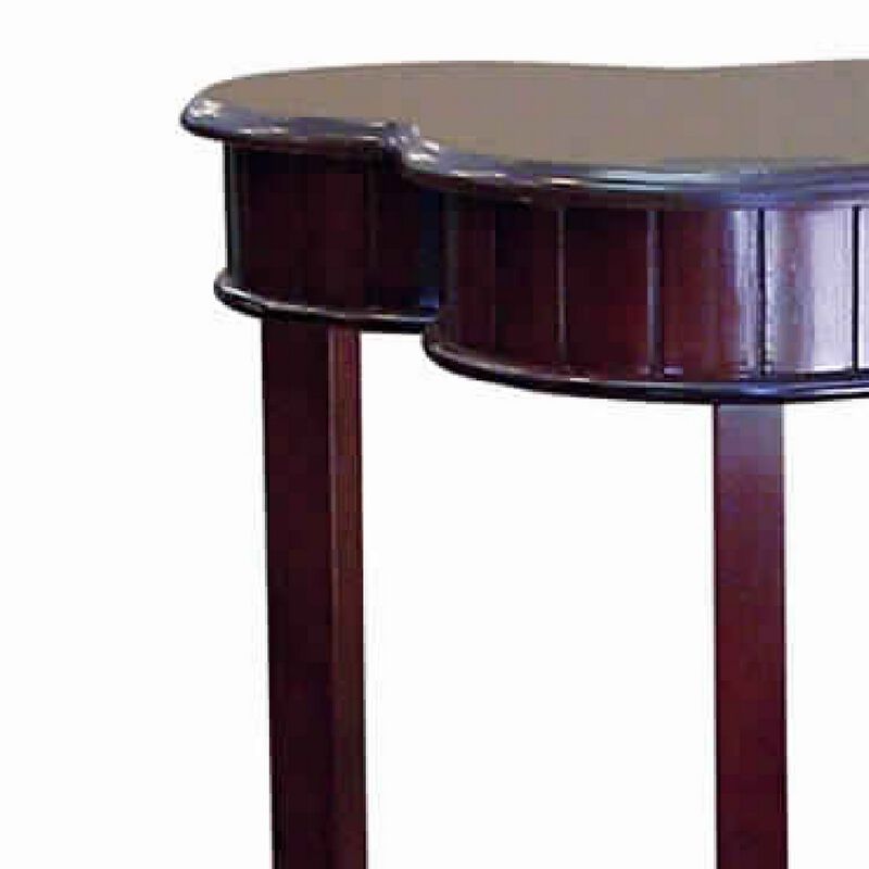 Clover Shaped Wooden End Table with Flared Legs, Cherry Brown-Benzara