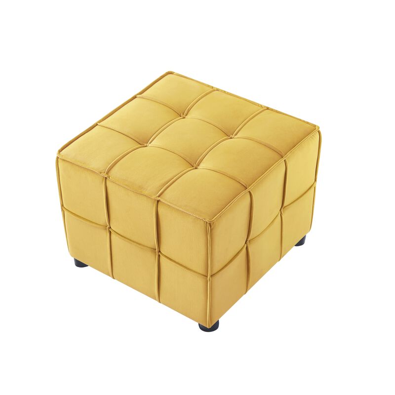 Loft Lyfe Ladda  Velvet Allover Tufted Cube Ottoman