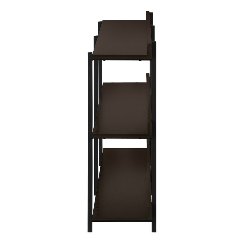 HomeRoots 47" Brown and Black Wood and Metal Frame Console Table With Three Shelves image number 3