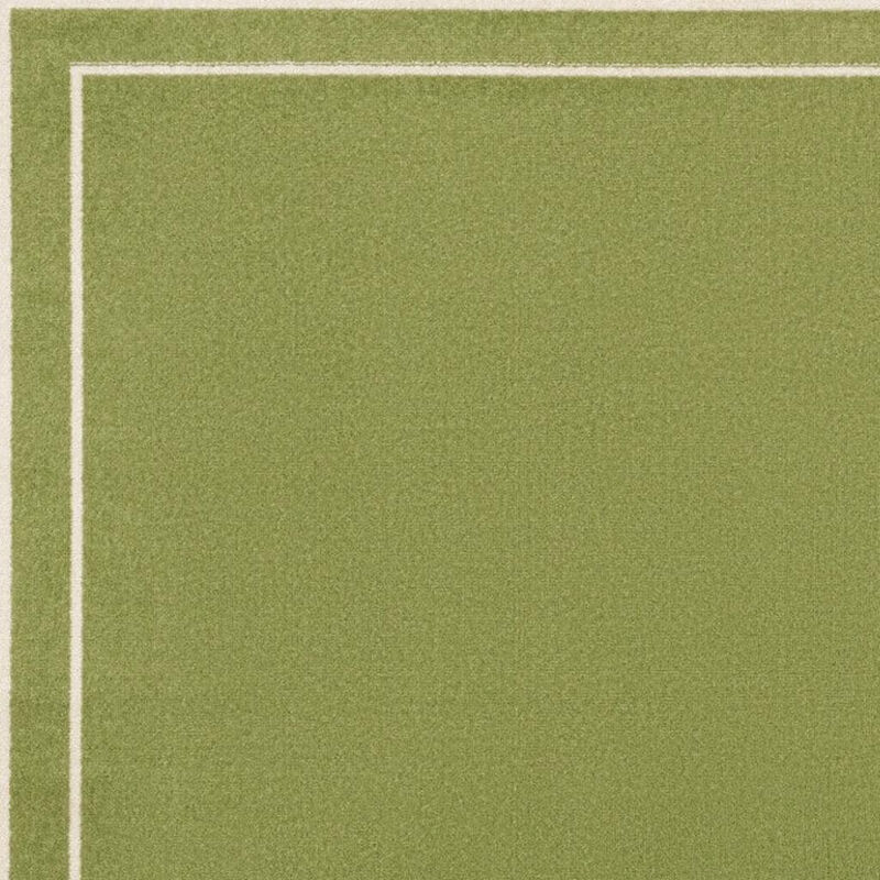 HomeRoots 5' Green And Ivory Square Indoor Outdoor Area Rug image number 2