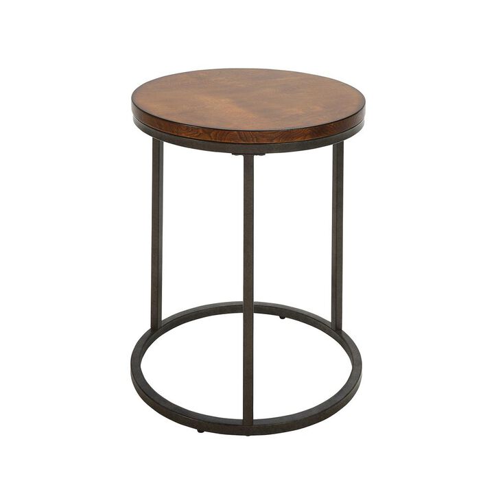 Carolina Living Orson 18 Round Top Accent Table - Chestnut/Industrial