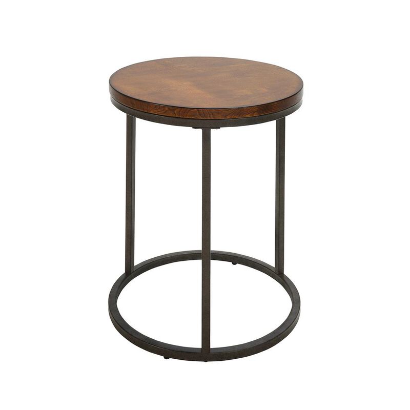 Carolina Living Orson 18 Round Top Accent Table - Chestnut/Industrial
