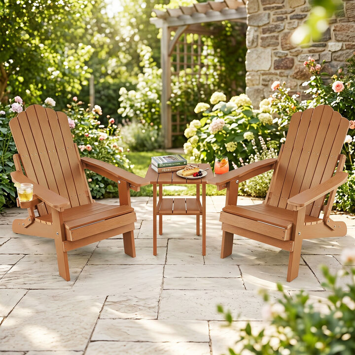 Set of 2 Outdoor Adirondack Chairs with 5-Level Adjustable Backrest