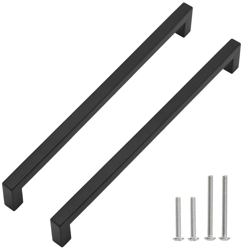 Redunest Cabinet Pulls Matte Black Cabinet Handles Square Drawer Pulls, 30 Pack 11-1/3 Inch Stainless Steel Kitchen Door Cupboar