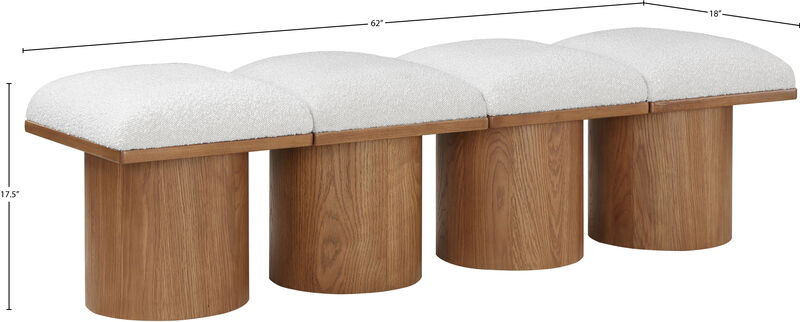 Meridian Furniture Pavilion Cream Boucle Fabric Bench