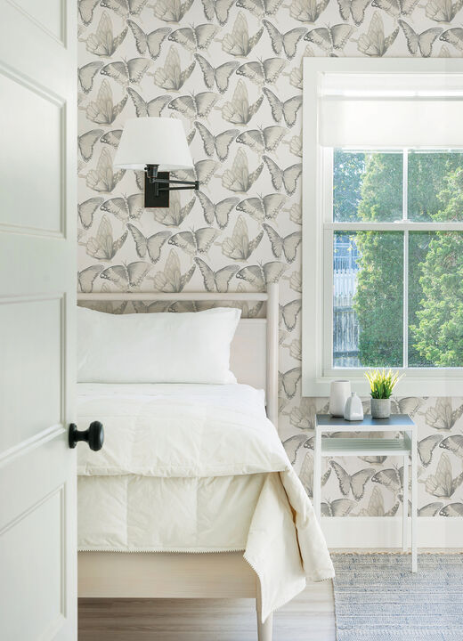 Janetta Grey Butterfly Wallpaper