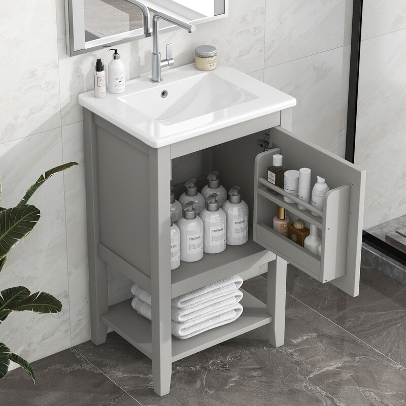 Freestanding Bathroom Vanity with Integrated Sink image number 1