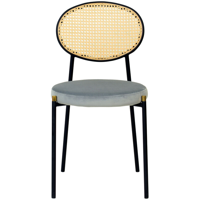 LeisureMod Euston Modern Dining Chair with Wicker Back and Velvet Seat, Indoor Kitchen, Dining Room, Home, Contemporary Side Chair Seating
