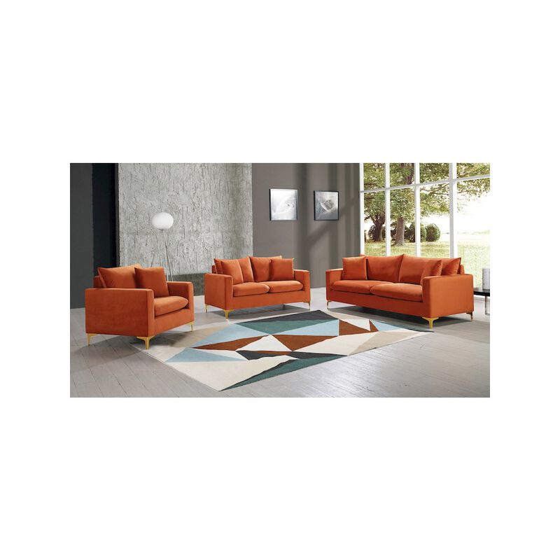 Meridian Furniture Naomi Cognac Velvet Sofa