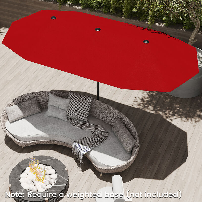 Patio Umbrella Outdoor Double-Sided Table Market Umbrella with Crank Handle