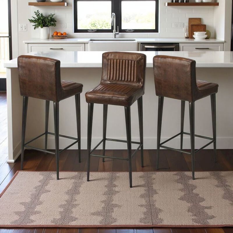 Starlight Canyon Home Brown Leather Bar Stool &ndash; Bar Height Stool for Kitchen Island Seating